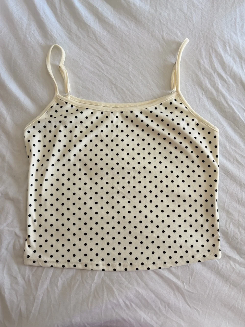 Cream Polka Dot Spaghetti Strap Tank Top